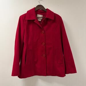 Vintage White Stag Red Wool Blend Button Front Peacoat Classic Retro Preppy L